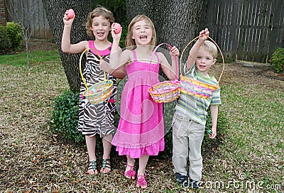 Children Easter Egg Hunt Stock Photo