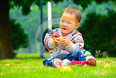 Children eat fruit Stock Photo