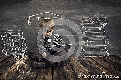 Children Education, Kid Read Book, School Boy Reading Books Stock Photo