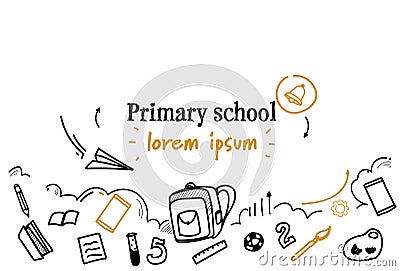 Children education primary school concept sketch doodle horizontal isolated copy space Vector Illustration