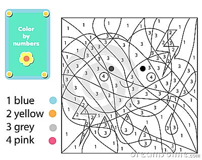 Children educational game. Coloring page with cute cloud. Color by numbers, printable activity Vector Illustration