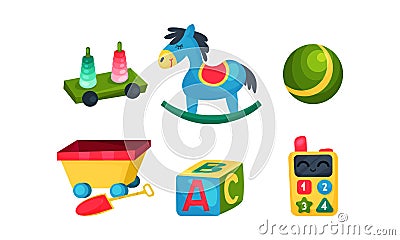 Children Educational Toy Vector Set. Learning Abc Concept Vector Illustration