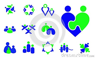 Children, family, community group people icons and symbols Vector Illustration