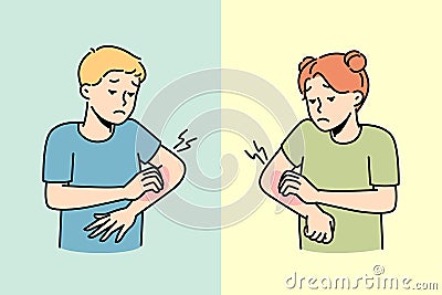 Children feel itchy suffer from allergy Vector Illustration