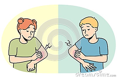 Children feel itchy suffer from allergy Vector Illustration