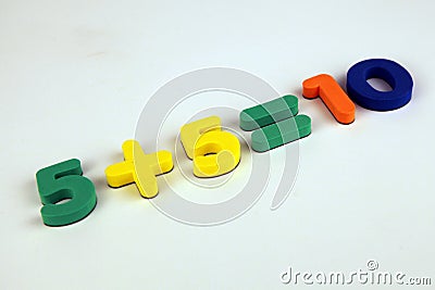 Children fridge magnets simple maths calculation Stock Photo