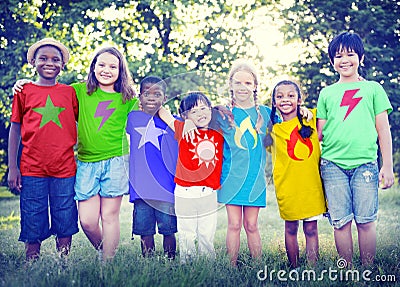 Children Friendship Bonding Happiness Outdoors Concept Stock Photo