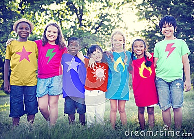 Children Friendship Bonding Happiness Outdoors Concept Stock Photo