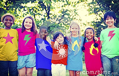 Children Friendship Bonding Happiness Outdoors Concept Stock Photo