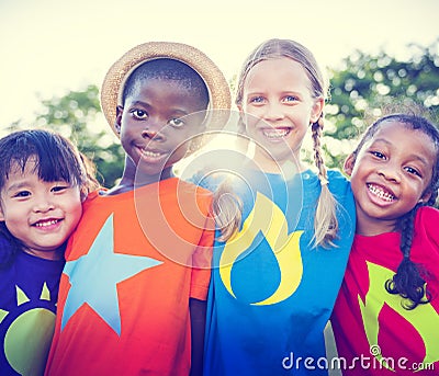 Children Friendship Bonding Outdoors Cheerful Concept Stock Photo