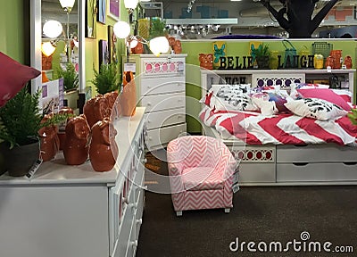 Children bedroom furniture selling at market Editorial Stock Photo