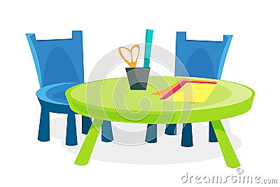 Children furniture flat vector illustration Vector Illustration