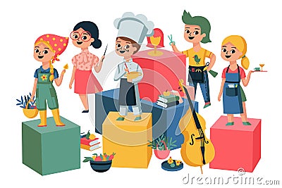 Children Future Professions Composition Vector Illustration