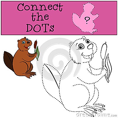 Children Games: Connect the Dots. Little cute beaver. Vector Illustration