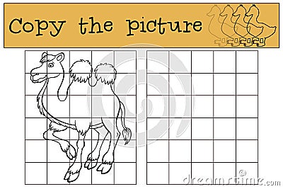 Children games: Copy the picture. Cute camel. Vector Illustration