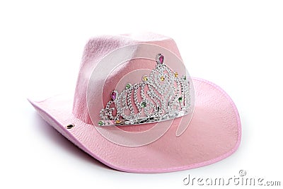 Children girl pink cowgirl crown hat Stock Photo