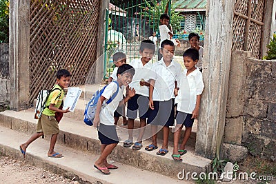 Children go to school for a lesson Editorial Stock Photo