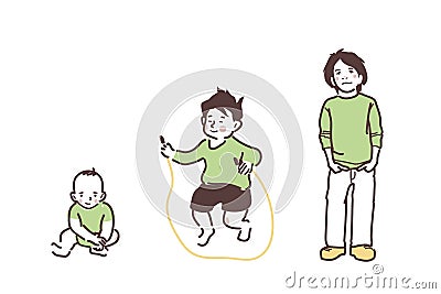 Children in green clothes. Vector Illustration