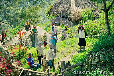 Children in greenery in Indonesia Editorial Stock Photo