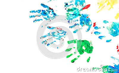 Children hand painting playground Stock Photo