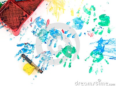 Children hand painting playground Stock Photo