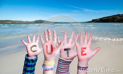 Children Hands Building Word Cute, Ocean And Sea Stock Photo