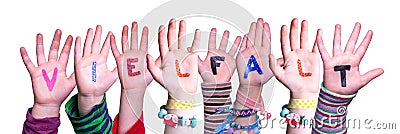 Children Hands Building Word Vielfalt Means Diversity, Isolated Background Stock Photo