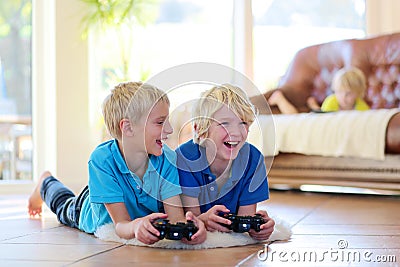 Children having fun at home Stock Photo