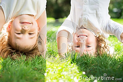 Children having fun outdoors Stock Photo