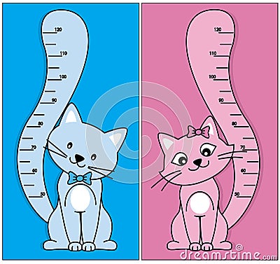 Children height meter cats Vector Illustration