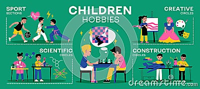 Children Hobbies Infographics Vector Illustration