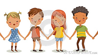 Children holding hands Vector Illustration