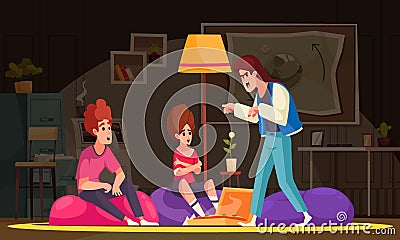 Children Horror Story Vector Illustration