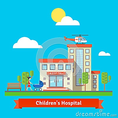 Children hospital and clinic building Vector Illustration