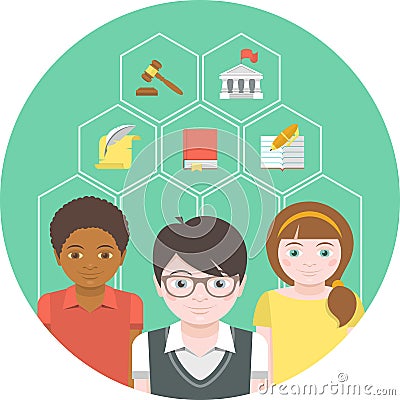 Children and the Humanities Vector Illustration