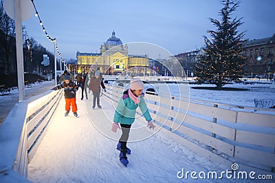 Children ice skating Editorial Stock Photo