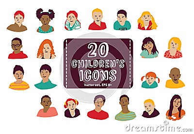 Children icons group set. Vector Illustration