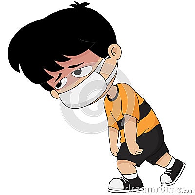 Children are ill and go to school. Vector Illustration