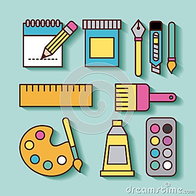 Children instruments draw Vector Illustration