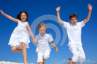 Children jumping Stock Photo