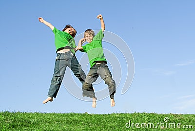 children jumping Stock Photo