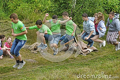 Children at jumping rope Editorial Stock Photo