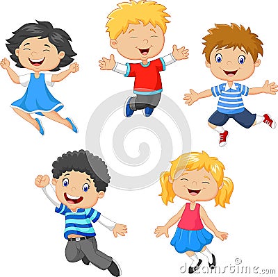 Children jumping together Vector Illustration