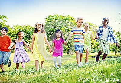 Children Kids Friendship Walking Happiness Concept Stock Photo