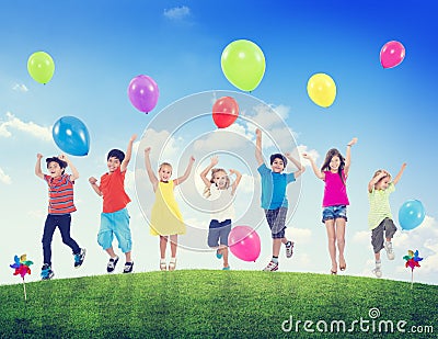 Children Kids Fun Summer Balloon Celebration Healthy Concept Stock Photo