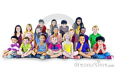 Children Kids Happines Multiethnic Group Cheerful Concept Stock Photo