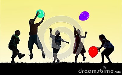 Children Kids Happiness Multiethnic Group Cheerful Playing Concept Stock Photo