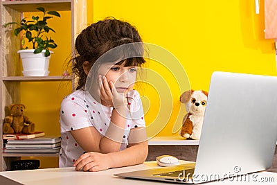 Children learn english online at home. Homeschooling and distance education for kids Stock Photo