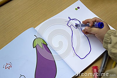 Child learn to draw Stock Photo