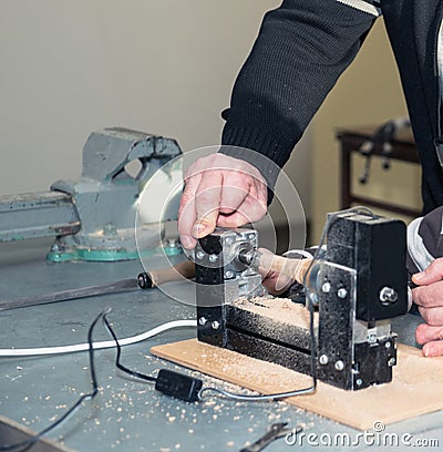 Children learn to make custom objects in fablab classes. Stock Photo